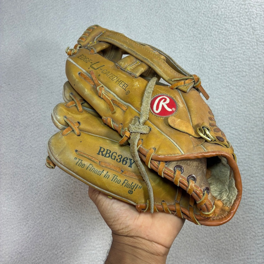 Rawlings‎ RBG36Y Youth Baseball Glove Brown LHT Leather Cal Ripken Jr Vintage